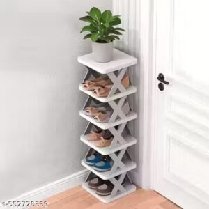 Private Label 5 Layer shoes rack for home plastic Foldable shoe rack White