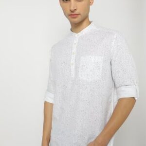 NETPLAY Men Printed Slim Fit Shirt with Patch Pocket 38 white