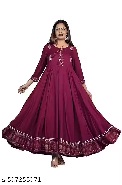 Private Label Womens Pink Rayon Anarkali Kurti M Size
