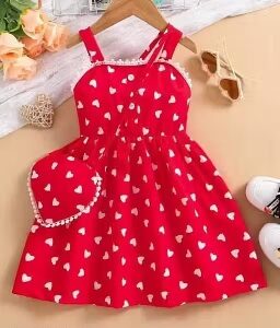 Private Label Tinkel Red hurt sleeveless summer frock for baby girl Red 20 Size