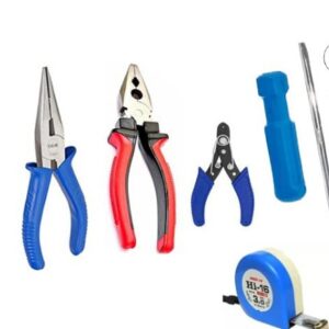 Private Label Red Champion 5 in1 Hand Tool Combo Set Nose Plier Combination Plier Wire Cutter 2in1 Screwdriver 3m Measuring Tape for Electrical and Home Use