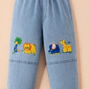 Animal Embroidered Denim Jeans 3 to 4 y