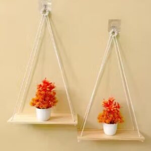 Private Label Wall Hanging Shelf Decor White 2 Tier