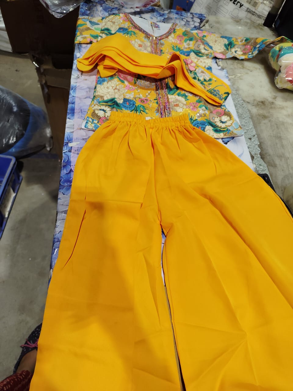 Private Label Yellow Designer Woman Kurti With Palazzo Kurta Set New Designer Kurta With Palazoo Georgette Kurta Pair 20 size yellow printed