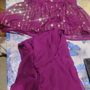 Private Label kids GeorgetteS equence Party Festival Wear Latests titched Kurta Shararaand Duppata Set purple 26 size