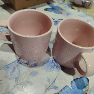 Private Label The Crockery Creation Ceramic Coffee Mugs Set of 2 300 ML Pink Microwave and Dishwasher Safe Hand Glazed Studio Pottery Tea Cups Set of 2 Mugs for Coffee