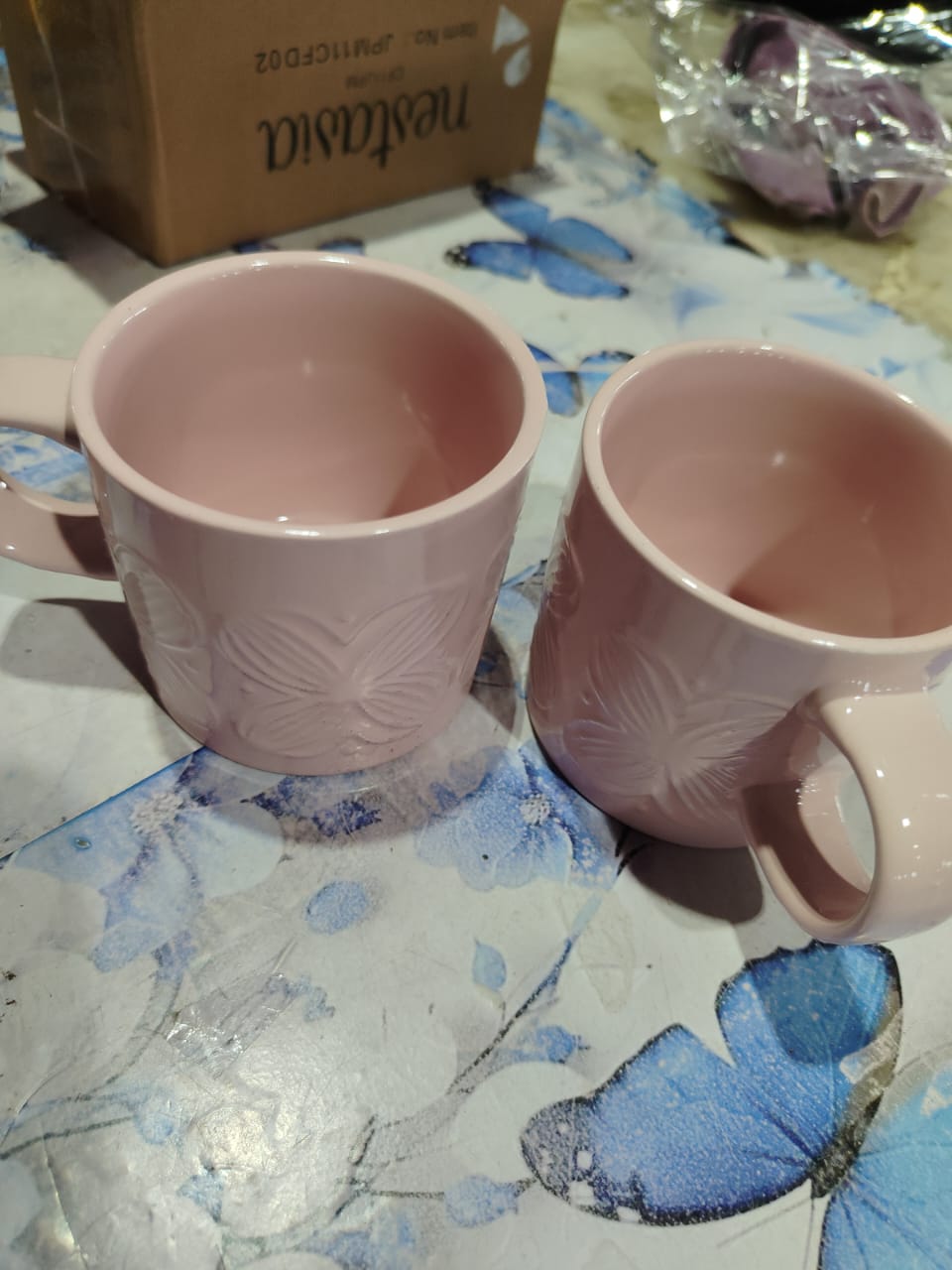 Private Label The Crockery Creation Ceramic Coffee Mugs Set of 2 300 ML Pink Microwave and Dishwasher Safe Hand Glazed Studio Pottery Tea Cups Set of 2 Mugs for Coffee