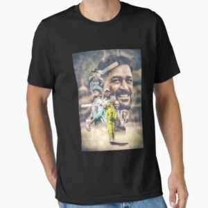 Private Label MS Dhoni Wallpaper Essential TShirt Black S Size