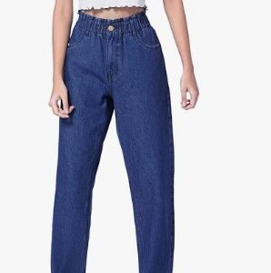 Miss19 Womens High Rise Loose Jeans Size 32 Dark Blue