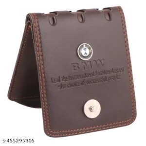 Brown BMW LOGO BUTTON WALLET FOR MEN AND WOMEN