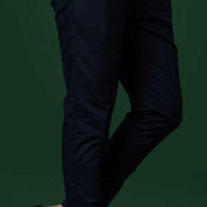 Kisah Navy Blue Solid Cotton Blend Trouser 42