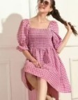 Private Label pink white gingham mini casual dress
