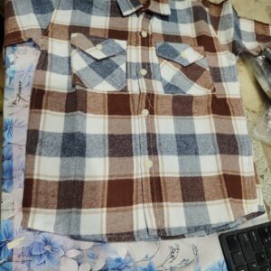 Gap mens Plaid ButtonUp Shirt with Fleece Lining Warm Cotton Blend 28 size brown check