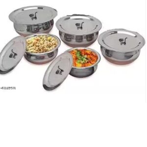 Private Label Stainless Steel Handi with Lid Kitchen Serving PACK OF 5