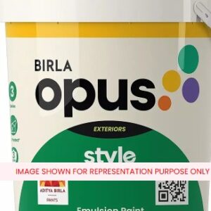 Birla Opus Style Power Bright Shine 975ml L White Emulsion Paint for Exterior Walls Pack of 975ml