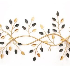 Private Label artact Sensational Majestic Metal Wall Decor of Gold Branch With Gold And Grey Leaves