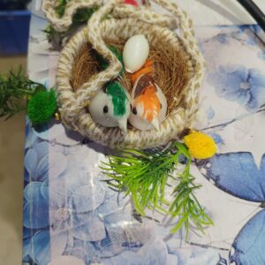 Private Label ARTIFICIAL JUTE HANGING BIRDS NEST JHUMAR CHIDIYAN KA GHOSLA With Brown Box