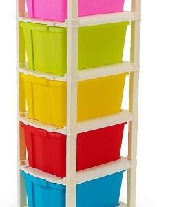 Private Label 5XL Plastic Modular Drawer System for Home Office Hospital Parlor School Doctors Home and Kids Product Dimension When assembeled 27cmx32cmx85 cm MultiColour