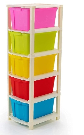 Private Label 5XL Plastic Modular Drawer System for Home Office Hospital Parlor School Doctors Home and Kids Product Dimension When assembeled 27cmx32cmx85 cm MultiColour