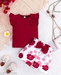 Private Label baby girls top Pant Set red Colour 20 Size