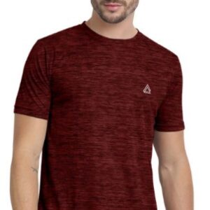 Private Label Men Dri FIT Self Design Round Neck Tshirt Size S Dark Red