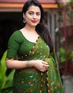 Private Label New Pure Georgette Kalamkari Printed Mehendi Color SAREE Women