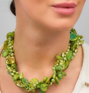 Private Label Classic Design MultiStrands Lime Green freshwater Pearl and Green
