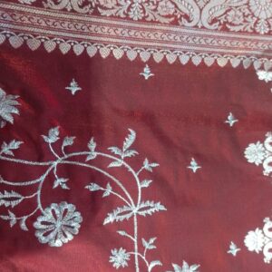 Private Label Meroon Colour Saree Banarasi Silk
