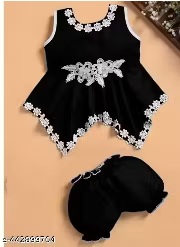 Private Label Baby girl deress trending forck Black Free Size