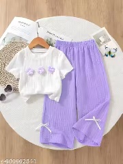 Private Label Girls Cute Stylish Top Palazzo Set White Sky 30 Size