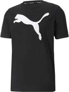 PUMA ACTIVE Big Logo Tee Men Printed Round Neck Polyester Black T Shirt S Size