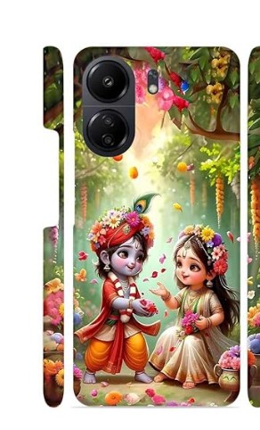 YAPZONE Cute Radha Krishna Playing Designer Printed Hard Back Cover for Xiaomi Redmi 13C 4G Attractive and Uniquely Crafted Smartphone Case
