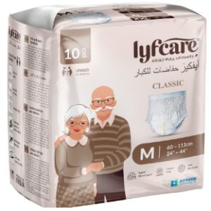 yfcare Classic Adult Diapers Medium Size M 10 Units Unisex Diapers Pants Style Waist 60 TO 85 cm Wetness Indicator Super Absorption 360 Protection AND 0 Leakage For Men AND Women