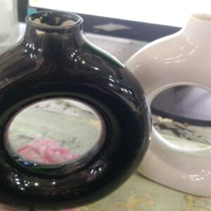 Private Label Pack Of 2 Black White Home Decor Flower Vace