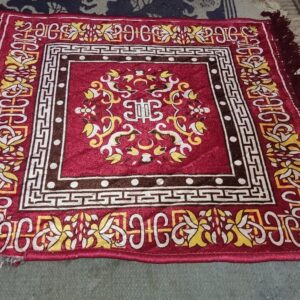 Private Label Printed Square Pooja Aasan Velvet Carpet Red Colour