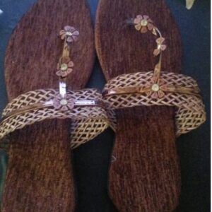 Private Label Chappal for Men Women Handcrafted Rosewood Paduka with Brass Inlay Floral Carving Slipper size as 9