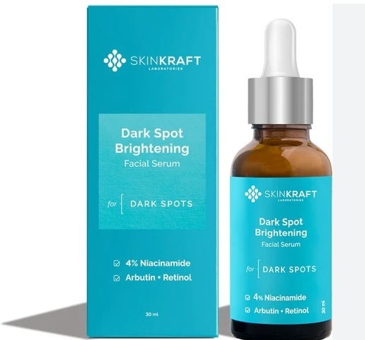 Skinkraft Dark Spot Brightening Facial Serum For All Skin Types Brightens Dark Spots Evens Out Skin Tone Facial Serum For Stubborn Dark Spots Brightens Stubborn Dark Spots Patches Dermatologist Approved 30ml