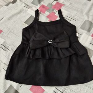 Private Label Girls Black Party Dress with Bow Layered Ruffle Skirt Black Colour