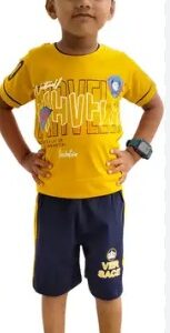 Vikas Boys Casual Tshirt Shorts SET MUSTARD 2 TO 3 YEARS TOP 65 CM BOTTOM 415 CM