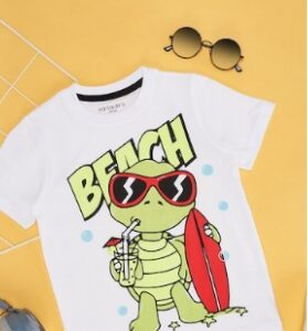 White Printed Casual Half Sleeves Round Neck Boys Regular Fit TShirts 7 TO 8 Y