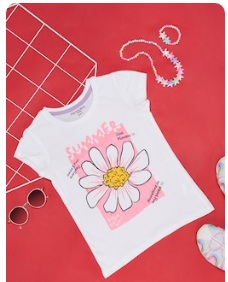 Off White Solid Casual Half Sleeves Round Neck Girls Regular Fit TShirts 4 TO 5 Y