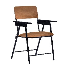 Private Label Spacecrafts Mild Steel Tubular Folding Study Chair Space Saving Powder Coated With Cushion Brown