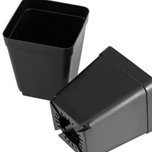 Private Label Khushals 3 Square Nursery Seed Seedling Germinating Pot Cup Set Heavy Duty Highly Durable Plastic Plant Pot for Balcony Black Set of 20