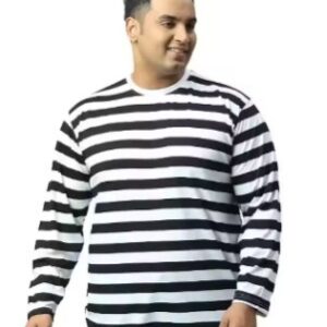 Private Label MEN STRIP BLACK AND WHITE FULL SLEEVE SIZE S