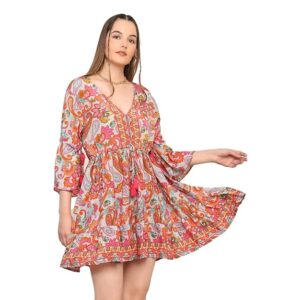 Fig White Colour Priented Dress M Size For Women