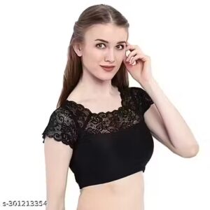 Private Label Net readymade Stylish Blouse for Girls Black Colour Free Size