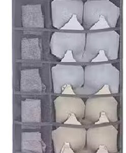 Private Label Fabric Brass Finish Double Sided 30 Pockets Clear Hanging Bag Socks