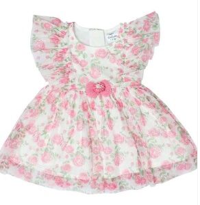 Pink Printed Knee Length Casual Girls Regular Fit Dresses