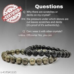 Private Label Natural Pyrite And Black Obsidian Bracelet Combo for men and women