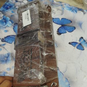 Private Label K STAR Har Har Mahadev 2 Pocket Pen Stand and Wood Key Holder 7 Hooks Brown